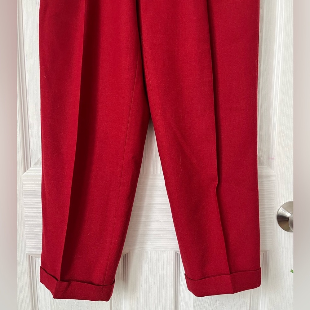 Burberrys  vintage high rise wool pleated red trousers size 4 - Picture 5 of 7